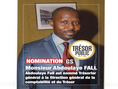 L’ancien TPR de Louga , Abdoulaye Fall nommé trésorier général.